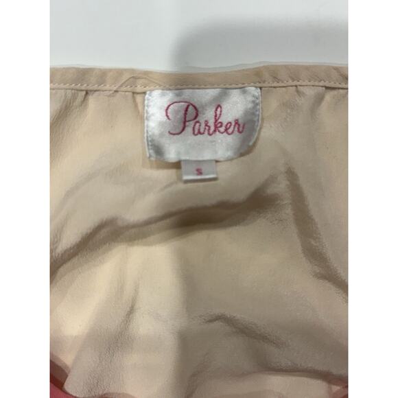 Parker Womens Scoop Neck Colorblock Tank Top Black Pink White Silk Size Small - Picture 3 of 6